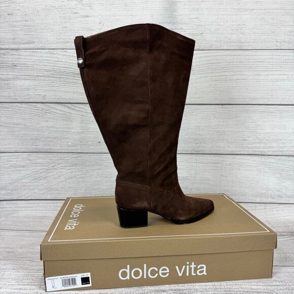 Dolce Vita Virona H2O Dark Brown Suede Extra Wide Calf Boots Size 11 - Picture 1 of 11